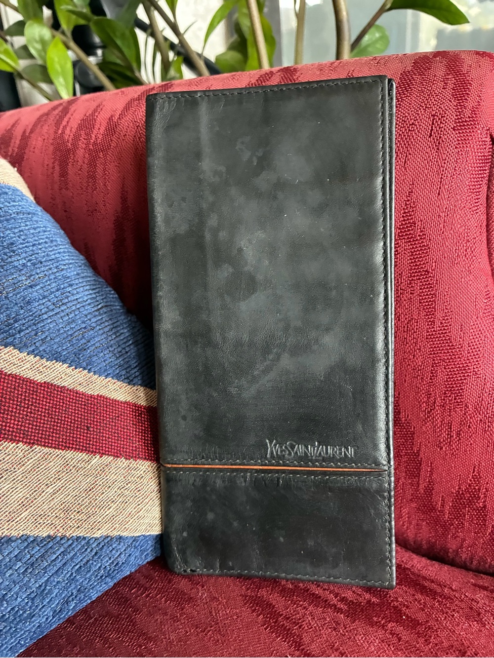 Yves Saint Laurent Black Leather Men's Long Wallet with Subtle Logo